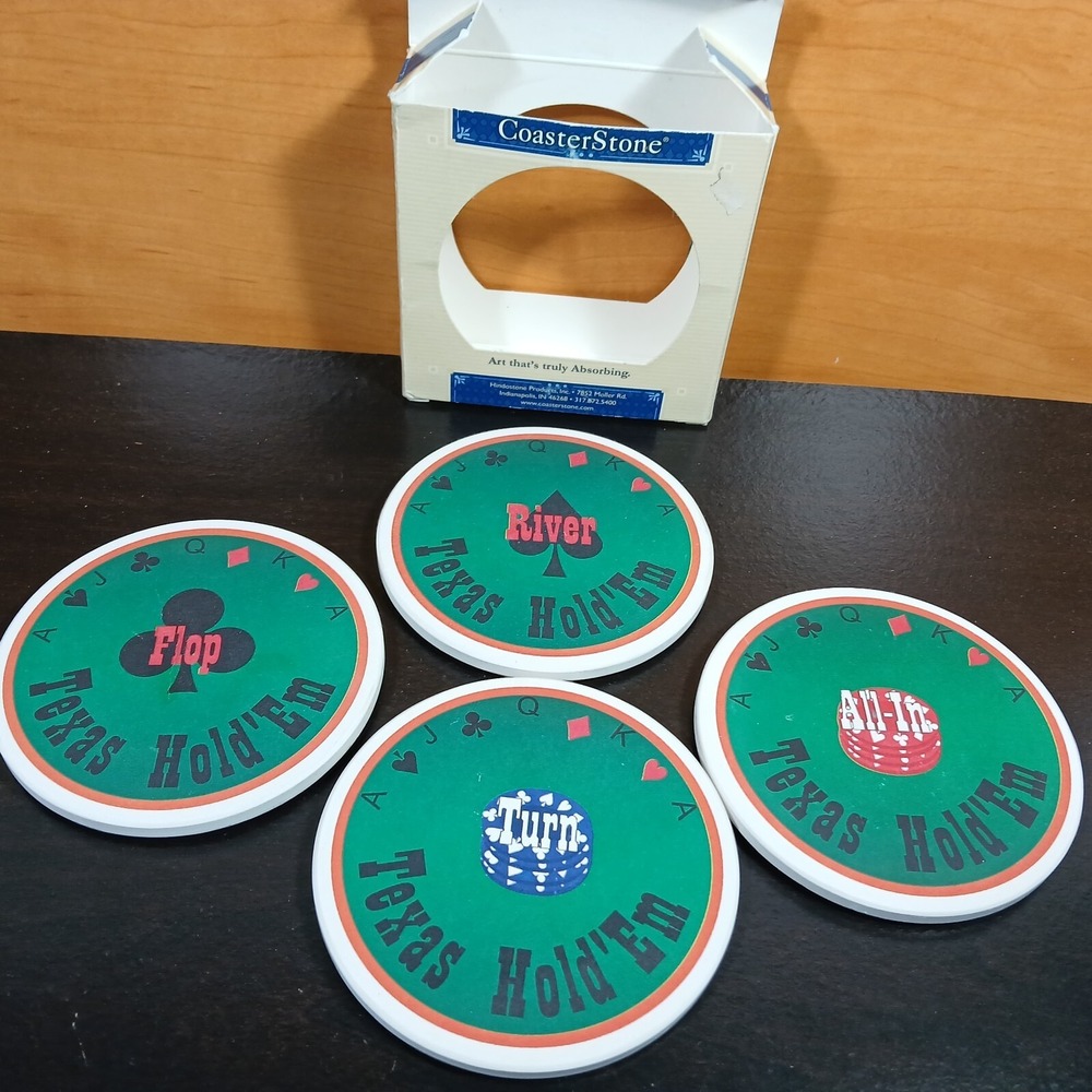 Set Of 4 Absorbent Stone Coasters - Texas Hold 'Em Poker By Coaster Stone - Picture 6 of 12